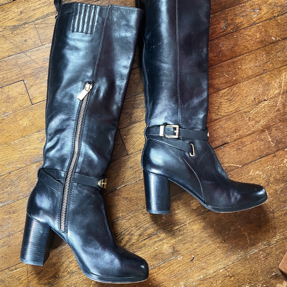 Michael Kors tall black leather boots